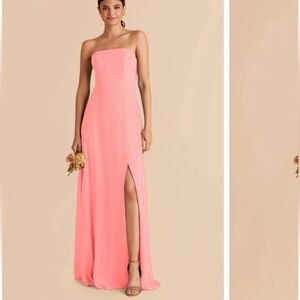 Birdy Grey Strapless Coral Chris Convertible Chiffon Bridesmaid Dress with Slit
